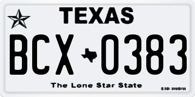 TX license plate BCX0383