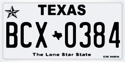 TX license plate BCX0384