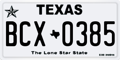 TX license plate BCX0385