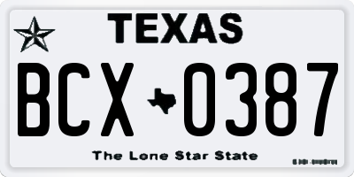 TX license plate BCX0387