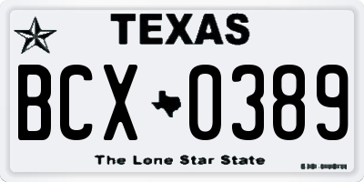 TX license plate BCX0389