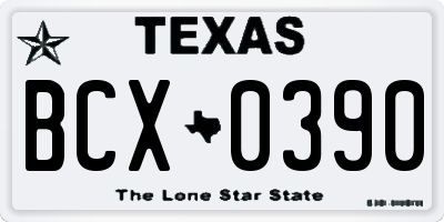 TX license plate BCX0390