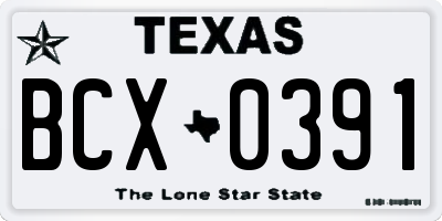 TX license plate BCX0391