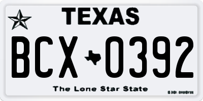 TX license plate BCX0392
