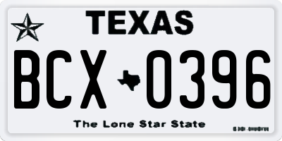 TX license plate BCX0396