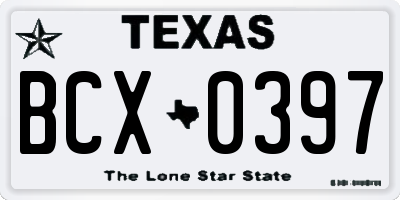 TX license plate BCX0397