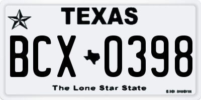 TX license plate BCX0398