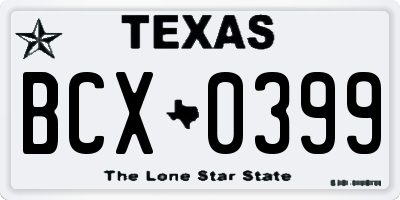 TX license plate BCX0399