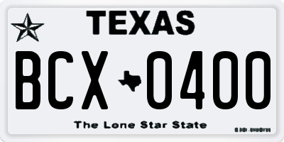 TX license plate BCX0400
