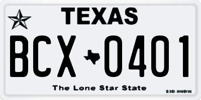 TX license plate BCX0401