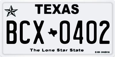 TX license plate BCX0402
