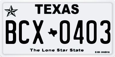 TX license plate BCX0403