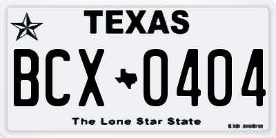 TX license plate BCX0404