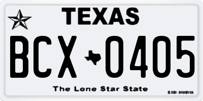 TX license plate BCX0405