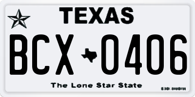 TX license plate BCX0406