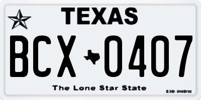 TX license plate BCX0407
