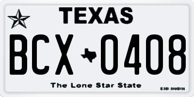 TX license plate BCX0408