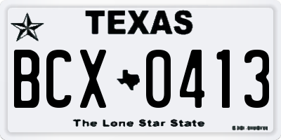 TX license plate BCX0413