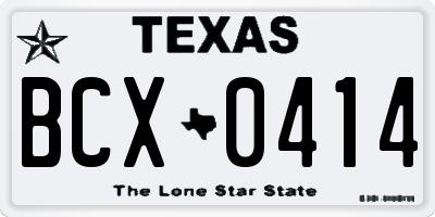 TX license plate BCX0414