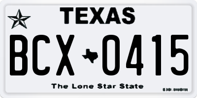 TX license plate BCX0415