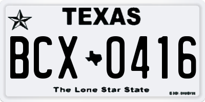 TX license plate BCX0416