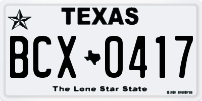 TX license plate BCX0417