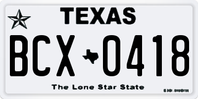TX license plate BCX0418