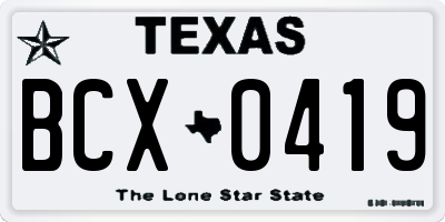 TX license plate BCX0419