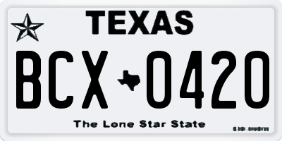 TX license plate BCX0420