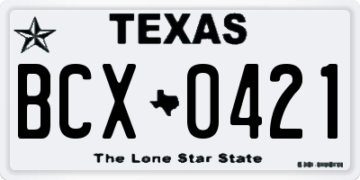 TX license plate BCX0421