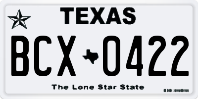 TX license plate BCX0422