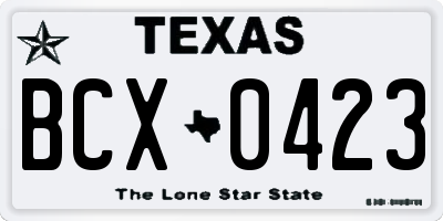TX license plate BCX0423
