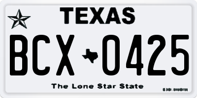 TX license plate BCX0425
