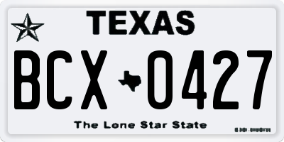 TX license plate BCX0427