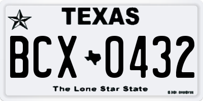TX license plate BCX0432