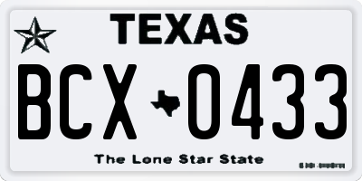 TX license plate BCX0433