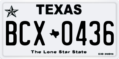 TX license plate BCX0436