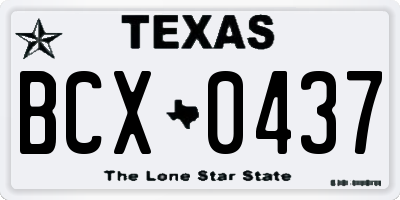 TX license plate BCX0437