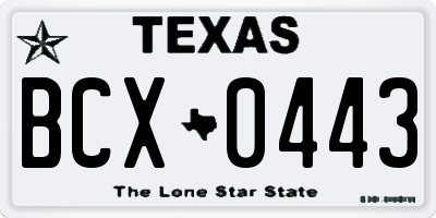 TX license plate BCX0443