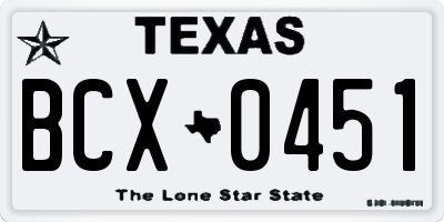 TX license plate BCX0451