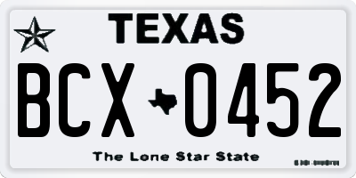 TX license plate BCX0452