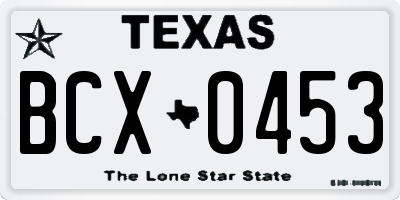 TX license plate BCX0453