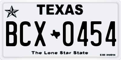 TX license plate BCX0454