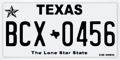 TX license plate BCX0456