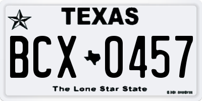 TX license plate BCX0457