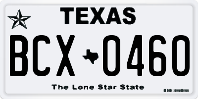 TX license plate BCX0460