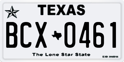 TX license plate BCX0461