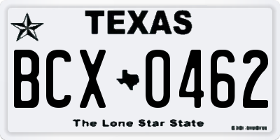 TX license plate BCX0462