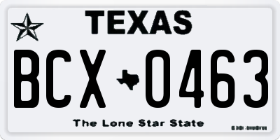 TX license plate BCX0463