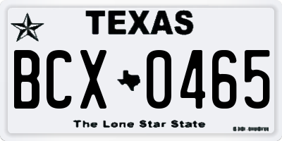TX license plate BCX0465